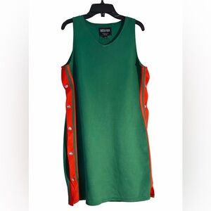 Red Fox Green and Red Midi Dress